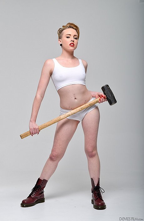 Blondie bombshell Miley Mae in white panties showing cute pierced tongue - Image 6 of 15  in Dildo category   featuring Miley Mae 