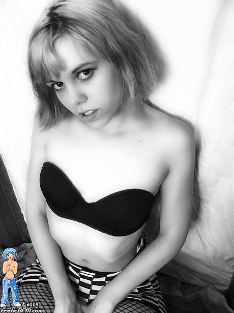 Thin bitch girl broad Athena Hollow doffs checkerboard dress and fishnets to pose nude - Image 4 of 15  in Pussy category   featuring Athena Hollow 