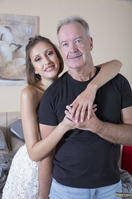 Slim Jessika Night exposes her figure before hardcore sex with an old husband man man - Image 2 of 20  in Teen category   featuring Boris, Jessika Night 