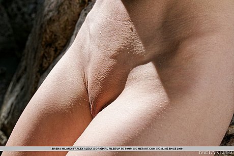 Skinny teen skank GF chick Sirena poses totally undressed after a swim in a secluded cove - Image 14 of 18  in Model category   featuring Sirena 