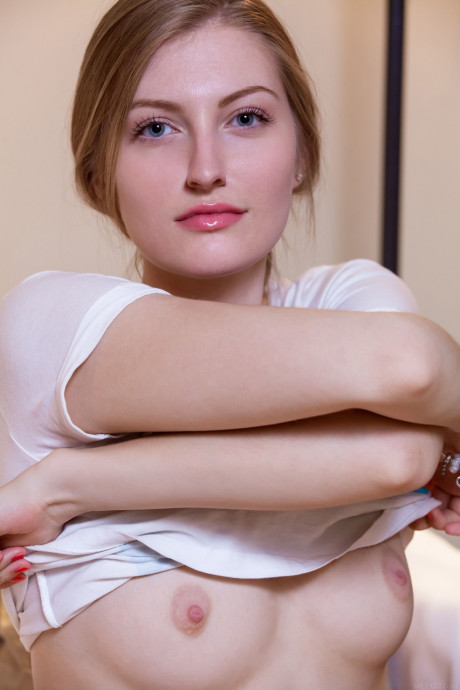 Adorable teenie Bretona gets nude and shows her hot titties and bald holes - #1261777