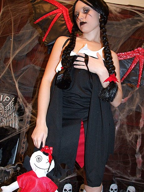 Pigtailed chinese MILF Kitty strips to pose naked in a horror cosplay solo - Image 15 of 21  in Pussy category   featuring Kitty 