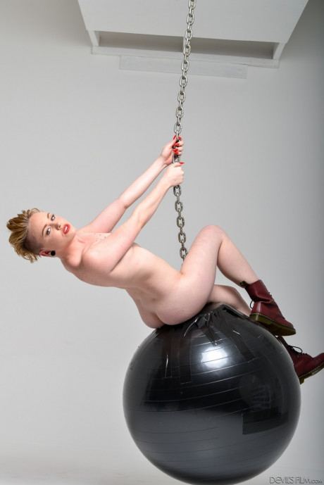 Seductive blondy doll with a pretty butt Miley Mae mounts a wrecking ball - #125633