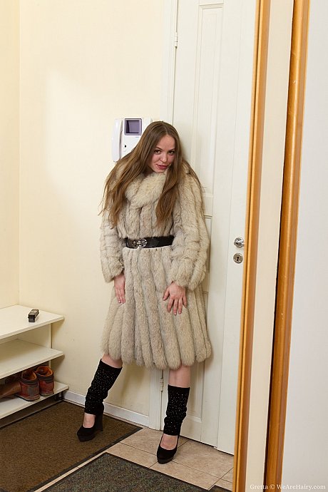 Young Gretta removes her bodysuit & fur coat before spreading her silky coochie - Image 2 of 21  in Amateur category   featuring Gretta 