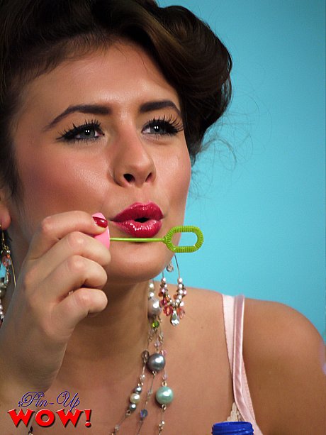 Retro pinup model Kelly Hall stripping lace underwear to bare perky boobs - Image 4 of 17  in Legs category   featuring Kelly Hall 