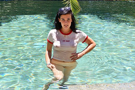 Teen girl gf girl with ebony hair mounts a dildo before showing her bare booty in a pool - Image 12 of 15  in Dildo category   featuring Jenna Reid 