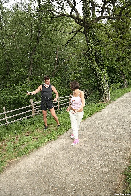 Brunette teen Anabelle exposes her big juggs & mounts a thick boner in the woods - Image 3 of 20  in Outdoor category   featuring Anabelle 