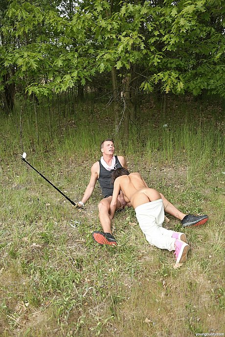 Brunette teen Anabelle exposes her big juggs & mounts a thick boner in the woods - Image 10 of 20  in Outdoor category   featuring Anabelle 