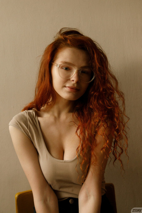 Hot redheaded amateur babe Kari Pitinova strips & teases with her gigantic breasts - #1237493