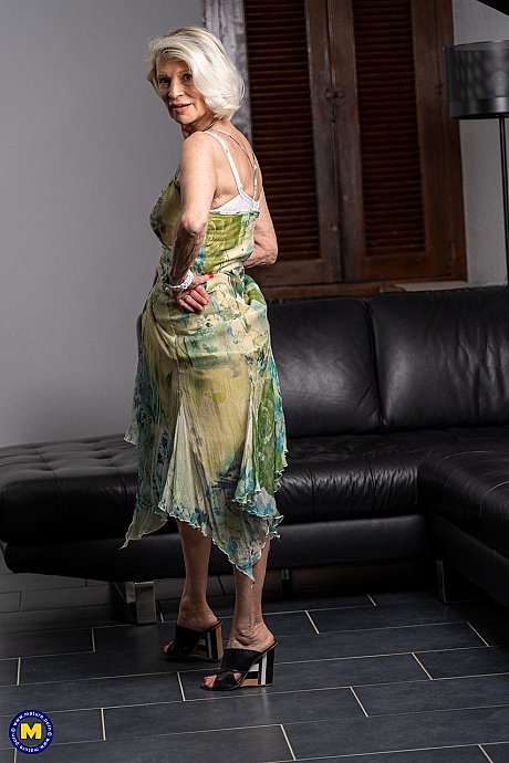 Gorgeous whore lady Eva Delage grabs her ass and giant tits with pierced nipples