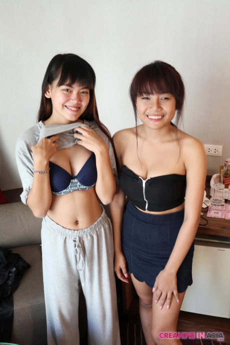 Skinny oriental amateurs Sprite and Mon strip and pose undressed together - #1128648