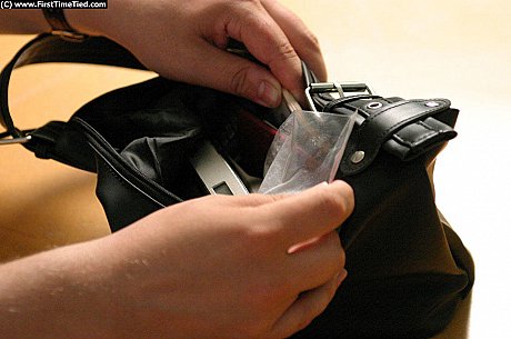 Blondy girl gf lady in a black skirt and white blouse is placed in handcuffs - Image 6 of 12  in Amateur category