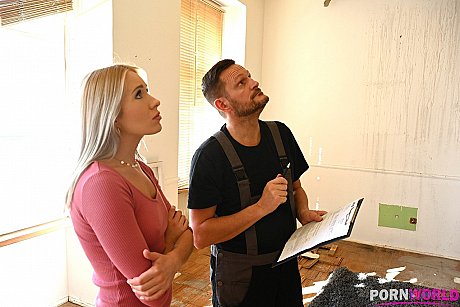 Sexy Ukrainian Angelika Grays seduces a handyman and gets hammered & facialed - Image 1 of 20  in Cumshot category   featuring Ian Scott, Angelika Grays 