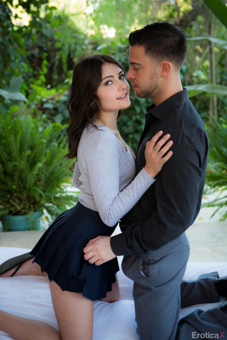 Pretty brunette young Adria Rae teases & undresses Seth Gamble outdoors - #473265