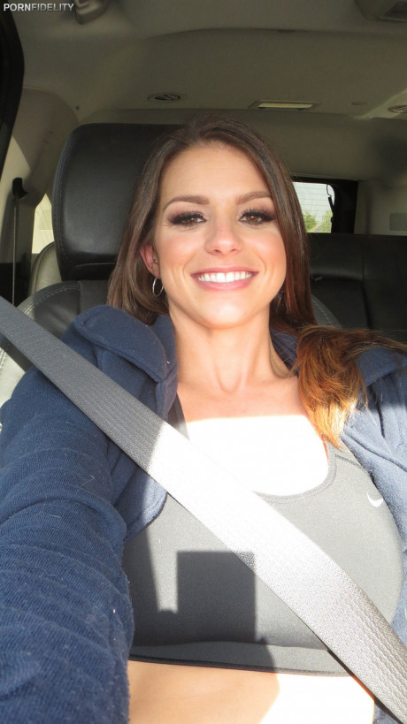 Ravishing brunette babe Brooklyn Chase strips and has fun with her bf - #1536741