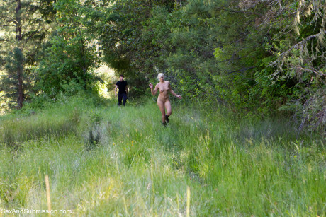 Lost blondy babes in the woods get lured into a BDSM threesome by a stranger - #1473317