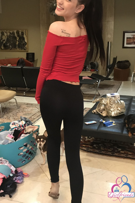 Pretty skinny girlfriend Brooke Haze flaunts her tiny boobs and furry vagina - #1373856