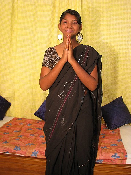 Indian teenie fondles her natural breasts before fingering her hairless vagina - Image 1 of 16  in Pussy category  