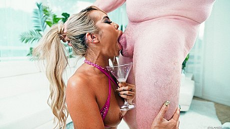 Hot yellow-haired Luna Luxe swallows off a giant schlong while wearing a bikini - Image 11 of 15  in Cumshot category   featuring Jonni Darkko, Luna Luxe 