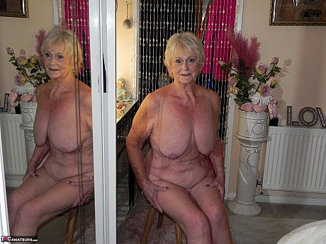 Blondy grandma Sparkle shows her enormous saggy titties and raw feet in the naked - Image 3 of 16  in Close Up category   featuring Sparkle 