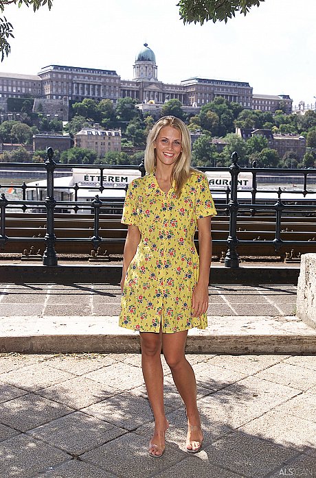 Blondy young Krisztina removes her yellow dress and flaunts her body in public - Image 10 of 20  in Pussy category   featuring Krisztina 