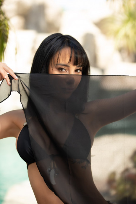 Centerfold model Veronica Perasso releases her hot body from a black bikini - #685886