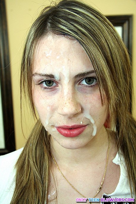 Teenie girl Aubrey Lee gets a facial after a pov oral sex in pigtails - Image 17 of 18  in Pussy category   featuring Aubrey Lee 