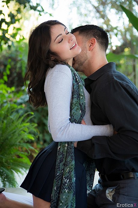 Gorgeous brunette teenie Adria Rae teases & undresses Seth Gamble outdoors - Image 2 of 16  in Model category   featuring Seth Gamble, Adria Rae 