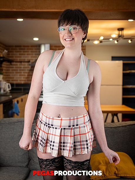 Busty brunette Kitty Kunt flaunts her massive breasts during a sweet striptease - Image 1 of 20  in Clothed category   featuring Kitty Kunt, Rick Hard 