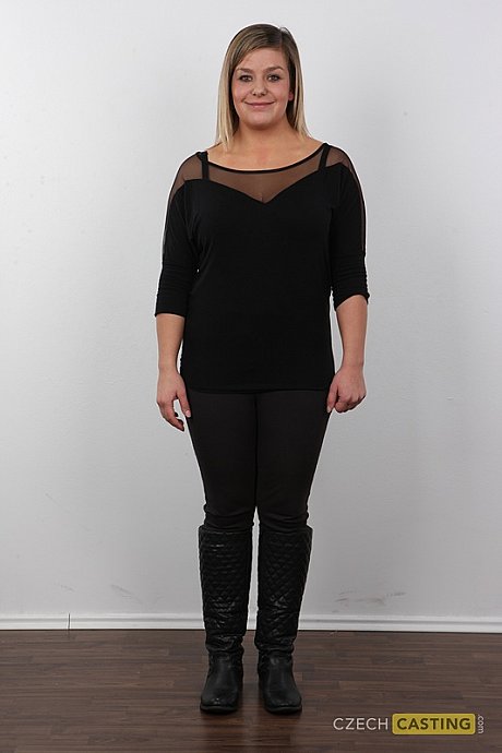 Amateur model with humongous titties spreads her legs after standing nude - Image 2 of 20  in Pussy category   featuring Veronika 