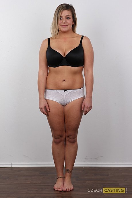 Amateur model with humongous titties spreads her legs after standing nude - Image 7 of 20  in Pussy category   featuring Veronika 