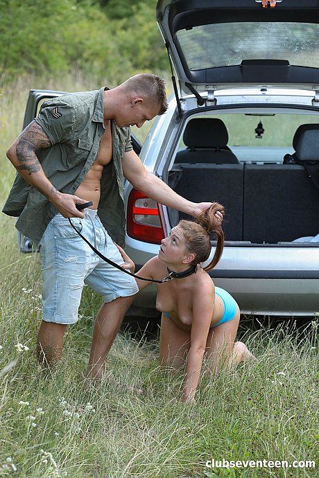 Slave skank girlfriend broad Mila Fox gets humiliated and banged doggystyle in nature - Image 2 of 21  in Outdoor category   featuring Thomas J, Mila Fox 