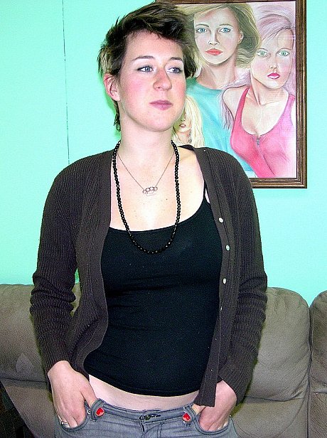 Busty amateur Charlie strips naked & shows off her trimmed pussy - Image 1 of 21  in Pussy category   featuring Charlie 