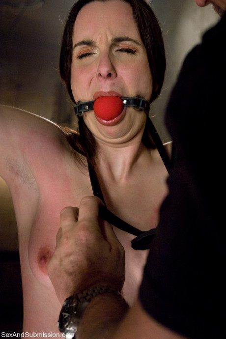 Cute young Winter Sky gets stripped and whipped while tied up in a basement - #11261