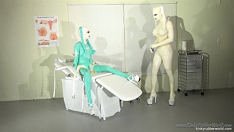 Slutty Latex Lara in full body latex gets toyed by a busty latex-clad doctor - Image 3 of 16  in Dildo category   featuring Latex Lara 