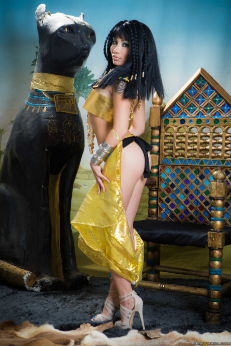 Skinny chinese Rina Ellis shows her melons & ass dressed up as Cleopatra - #1218492