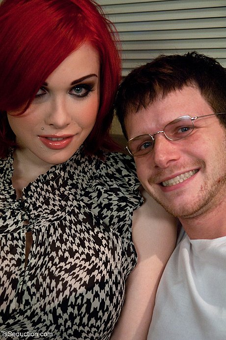 Redheaded tgirl with enormous boobies Sarina Valentina receives a blowjob from her fiance boyfriend dude - Image 1 of 20  in Shemale category   featuring Sarina Valentina, Brian Bonds 