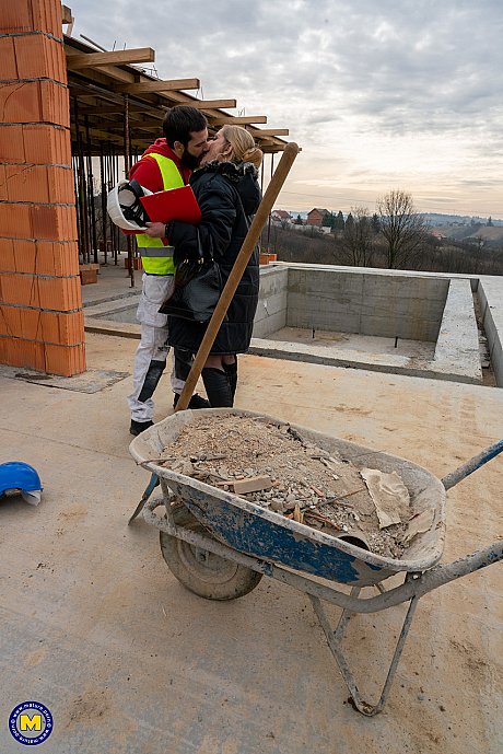 Mature supervisor Layla blows and fucks two construction workers - Image 3 of 21  in Pussy category   featuring Layla 