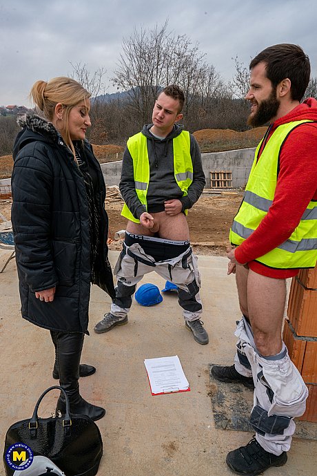 Mature supervisor Layla blows and fucks two construction workers - Image 8 of 21  in Pussy category   featuring Layla 