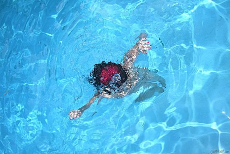 Punk whore lady with pink hair and perfectly shaped body getting undressed by the pool - Image 16 of 17  in Pussy category   featuring Joanna Angel 