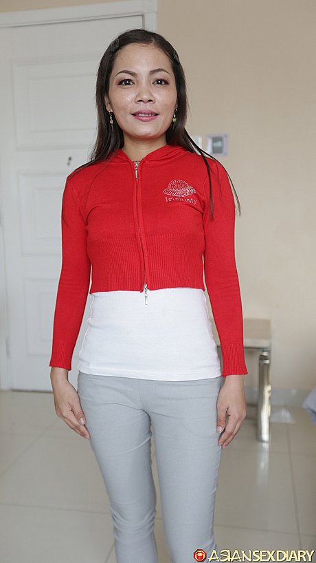 Petite asian skank GF lady shows off her furry pussy while stripping for some POV sex - Image 3 of 21  in Tiny Tits category   featuring Thio 