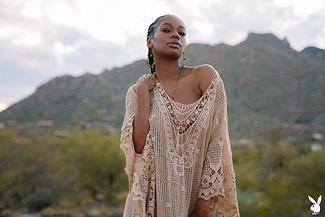 Stunning black babe Nyla shows her juicy boobies in a charming outdoor striptease - Image 5 of 20  in Outdoor category   featuring Nyla 