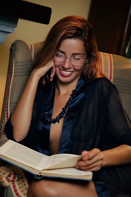 Nerdy hispanic teenie Agatha Vega moans as she poked her vagina with a glass toy - Image 1 of 20  in Model category   featuring Agatha Vega 