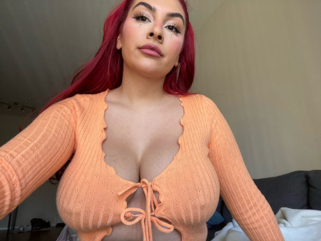 Redheaded latina Angel teasing with her large boobies in her compilation - #1308163