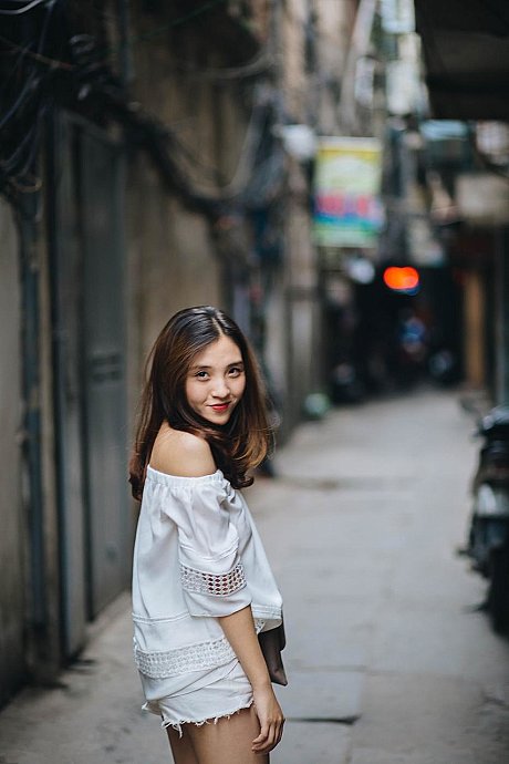 Adorable oriental sluts posing in their hot white outfits in public - Image 7 of 21  in Outdoor category  