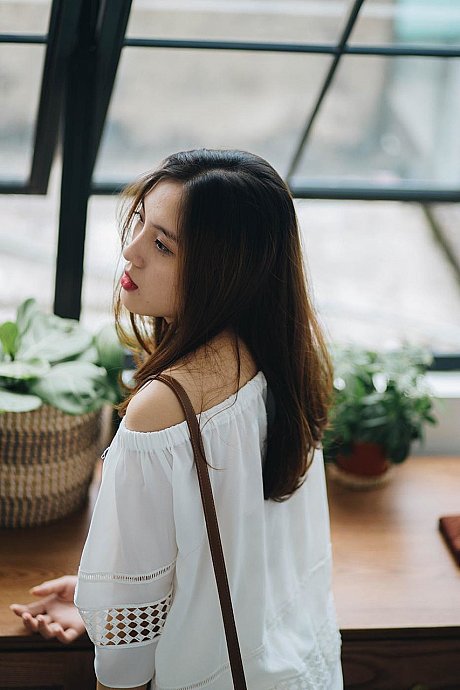 Adorable oriental sluts posing in their hot white outfits in public - Image 8 of 21  in Outdoor category  