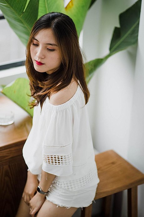 Adorable oriental sluts posing in their hot white outfits in public - Image 11 of 21  in Outdoor category  