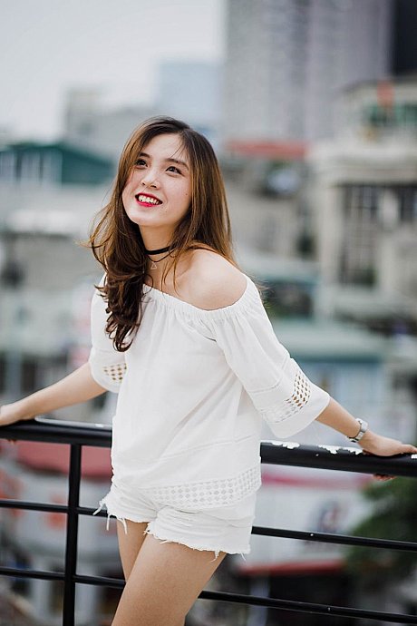 Adorable oriental sluts posing in their hot white outfits in public - Image 20 of 21  in Outdoor category  