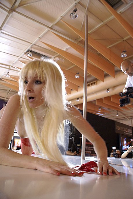 Blondy amateur dancer Lena Cova displays her stripping skills in pantyhose - Image 2 of 17  in Amateur category   featuring Lena Cova 