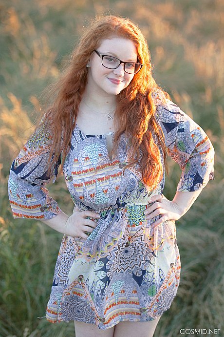 Hot redhead BBW Kaycee looses her gigantic titties and gets on her knees in a field - Image 1 of 16  in Outdoor category   featuring Kaycee Barnes 